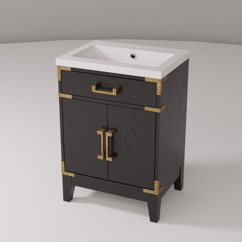 Lexora Home Laurel 24" Single Bathroom Vanity in Black Oak with White Acrylic Top and Rectangular Sink, , large