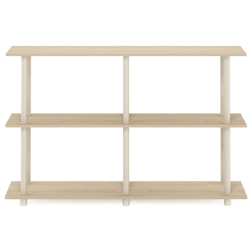 HOMLUX Turn-N-Tube 3-Tier Rectangular Side Display Rack in Bauhaus Oak and Beige, , large