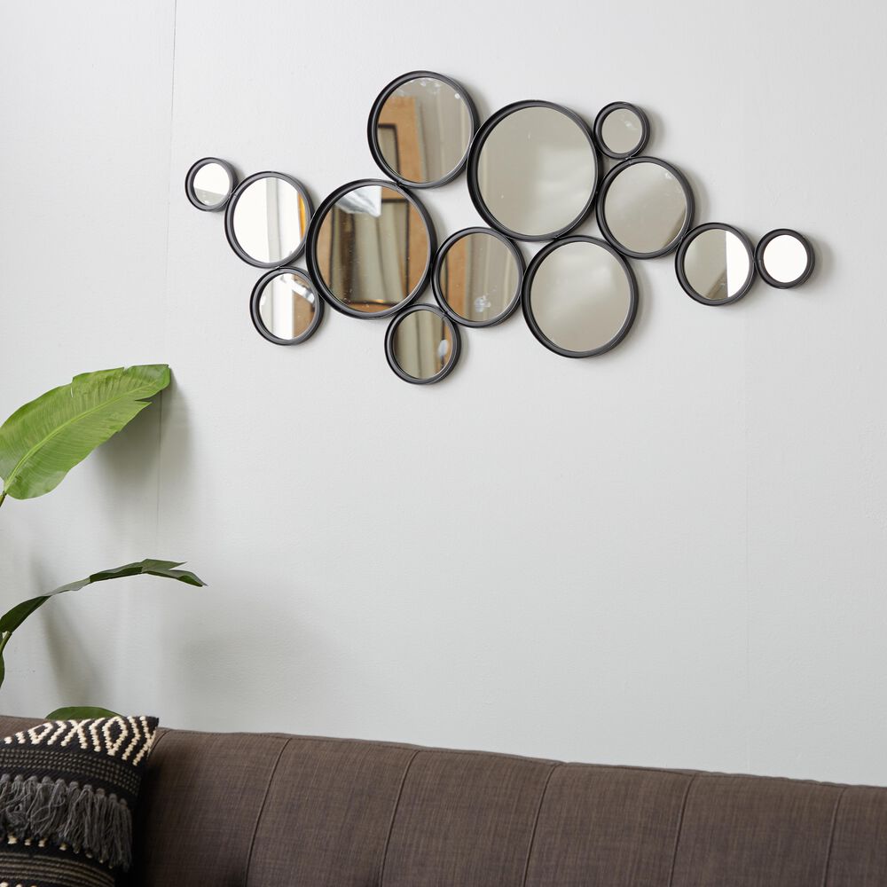 Maple and Jade 52" x 24" Metal Wall Mirror Black, , large