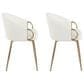 LumiSource Claire Arm Chair with White Faux Leather Cushion in Gold (Set of 2), , large