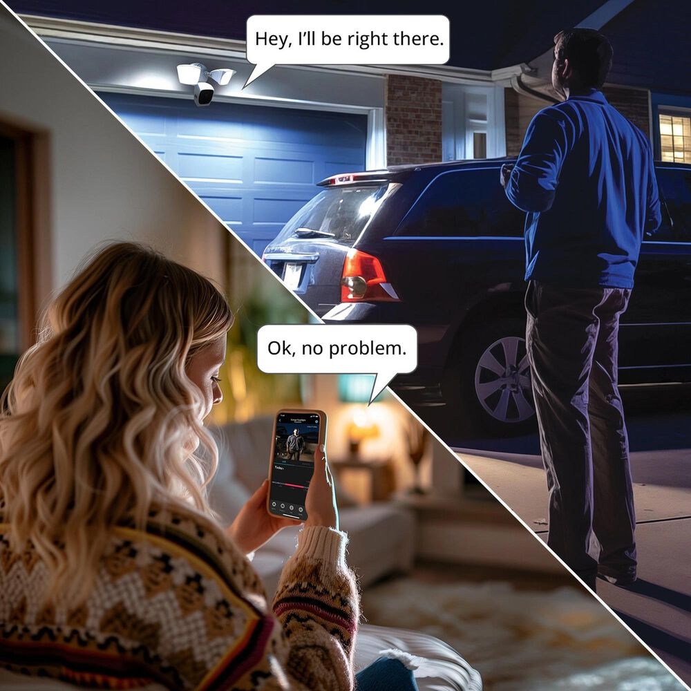 Night Owl Powered Wi-Fi Floodlight Deterrence HD+ Camera with 2-Way Audio - White, , large