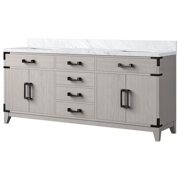 Lexora Home Laurel 72" Double Bathroom Vanity in White Oak with White Carrara Marble Top and Rectangular Sinks, , large