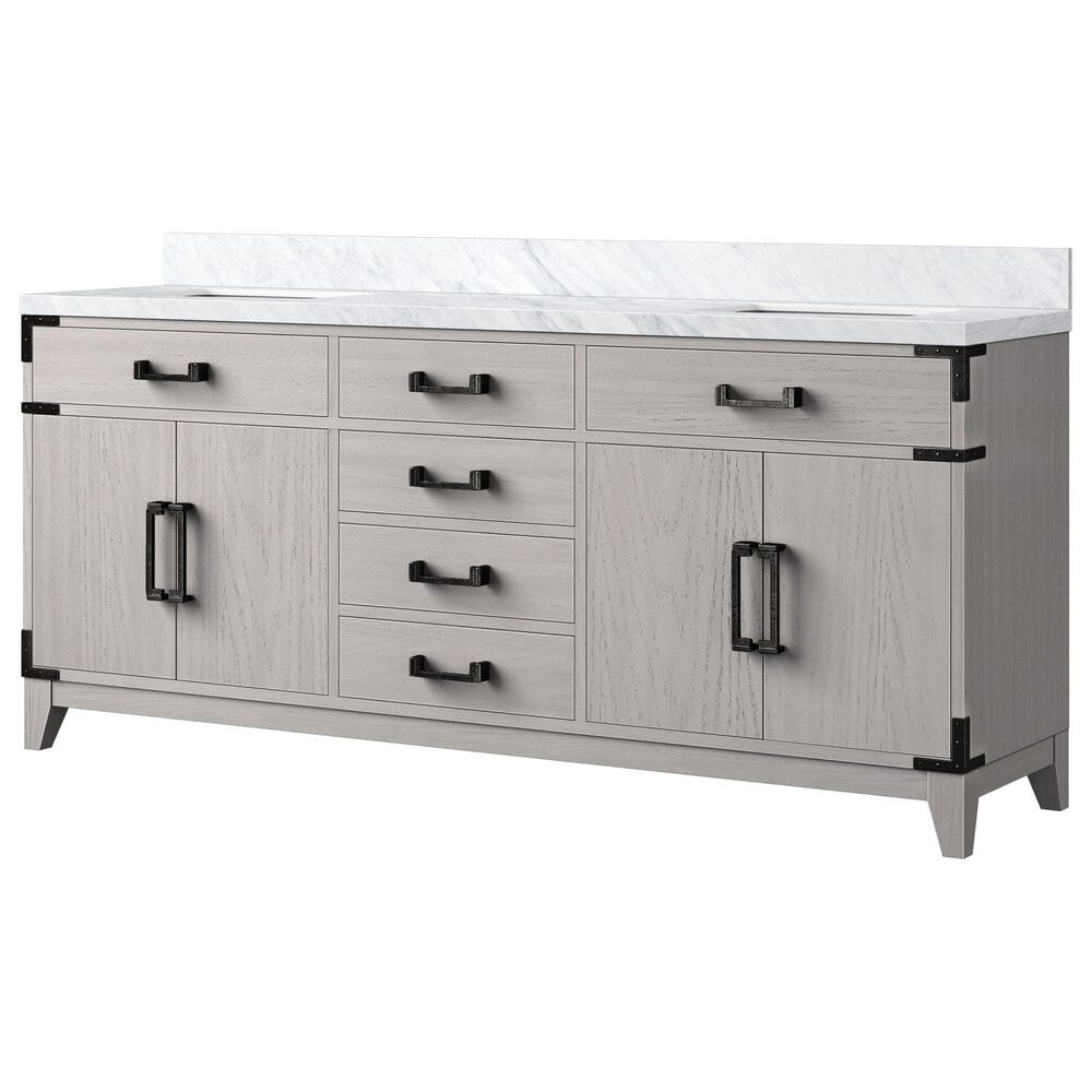 Lexora Home Laurel 72" Double Bathroom Vanity in White Oak with White Carrara Marble Top and Rectangular Sinks, , large