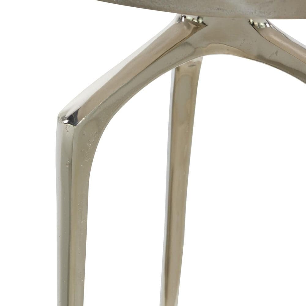 Maple and Jade 25&quot; Round End Table with 3 Tripod Legs in Polished Silver, , large