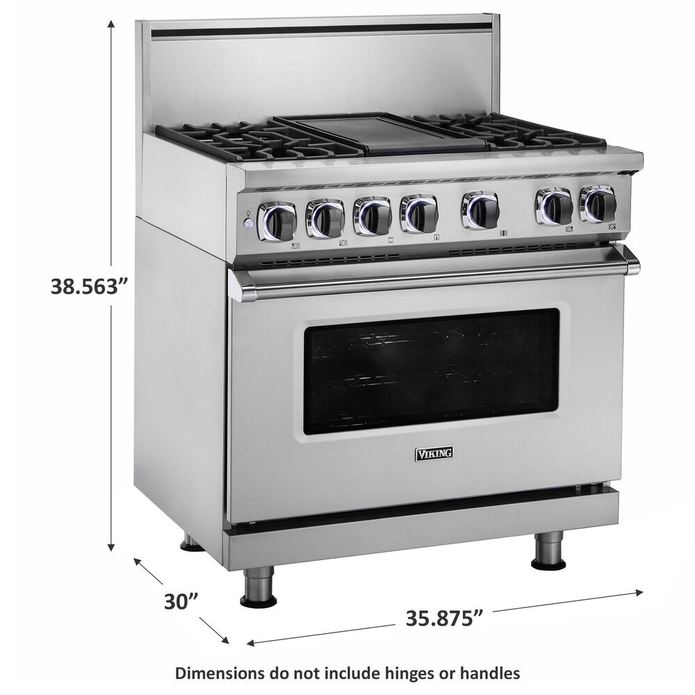 Viking Range 36&quot; Dual Fuel Freestanding Range in Stainless Steel, , large
