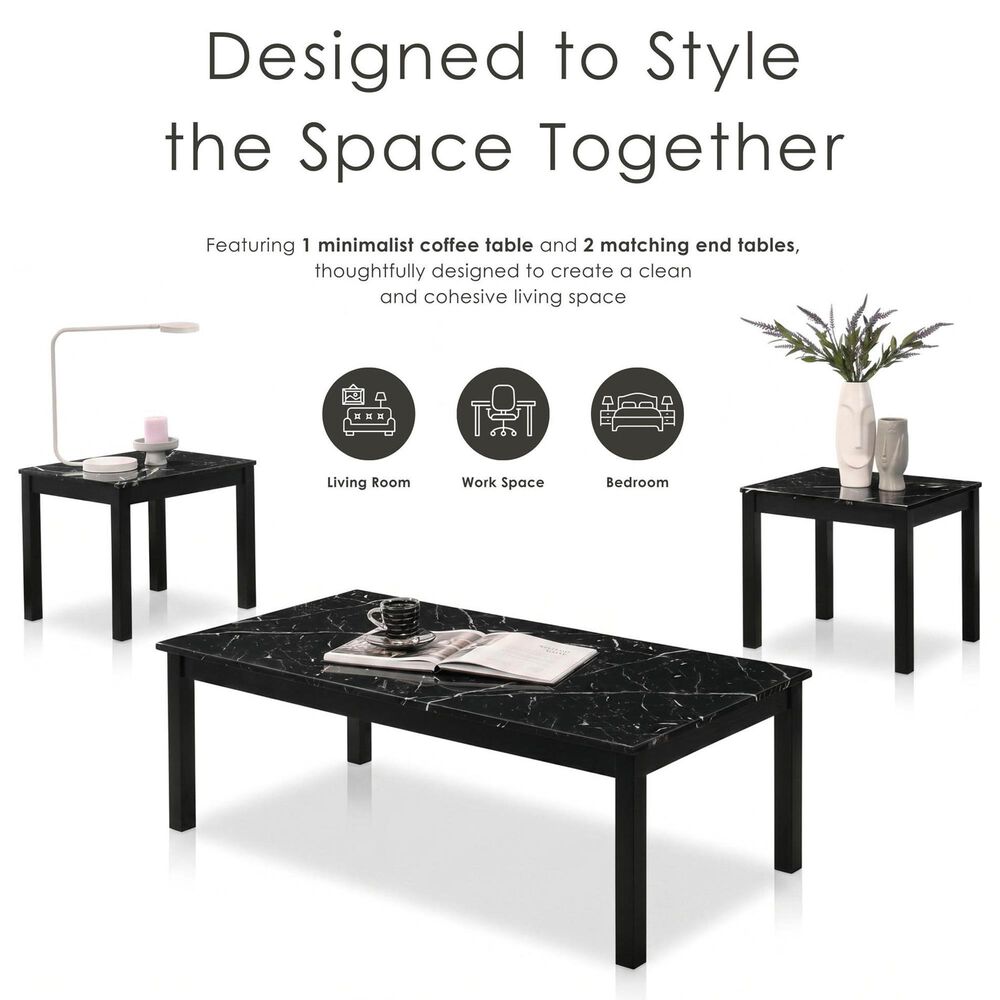 Furniture of America Modesk 3-Piece Table Set in Black, , large