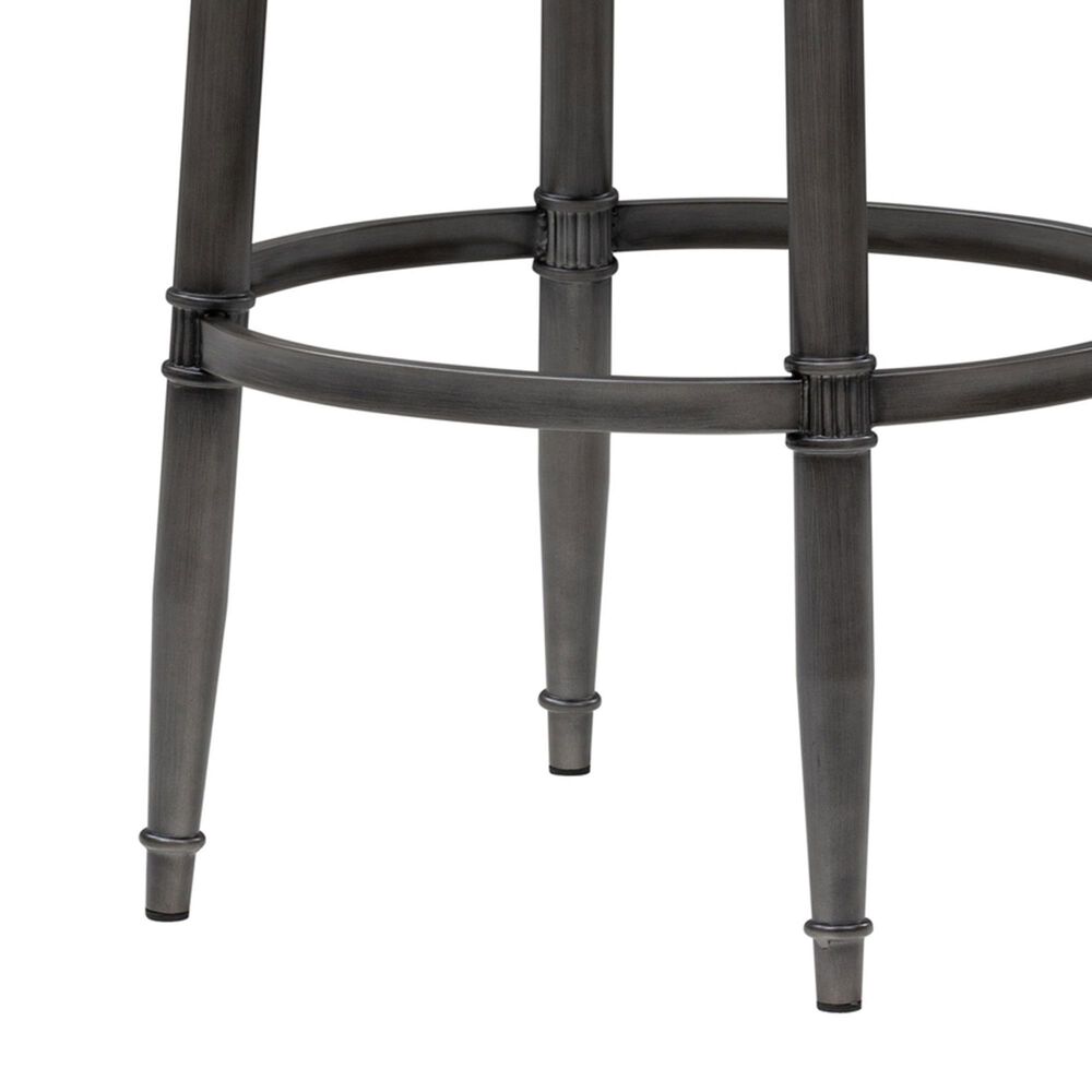 Armen Living Eunice Swivel Bar Height Stool with Mushroom Brown Upholstery in Antique Pewter, , large