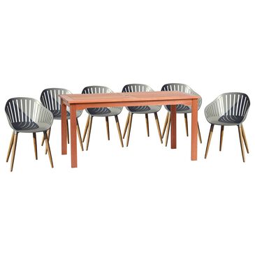 Amazonia 7-Piece 59" Rectangular Patio Dining Set with Resin Seat Chairs in Brown and Gray, , large