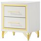 Pacific Landing Lucia 2-Drawer Nightstand in Bright White and Gold, , large