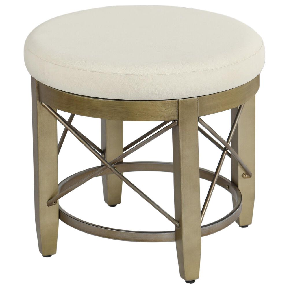 Flair Industries Vanessa 6-Drawers Vanity Desk with Folding Mirror and Stool in Champagne Silver, , large