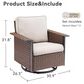 Sunwell Garden Patio Swivel Glider Chair with Brown Frame and Square Armrests in Beige (Set of 2), , large