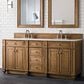 James Martin Vanities Bristol 72" Double Bathroom Vanity in Saddle Brown with 3 cm Eternal Marfil Quartz Top and Rectangular Sinks, , large