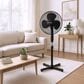 Cool-Living 16" 3-Speed Oscillating Pedestal Fan with Adjustable Height & Tilt in Black, , large
