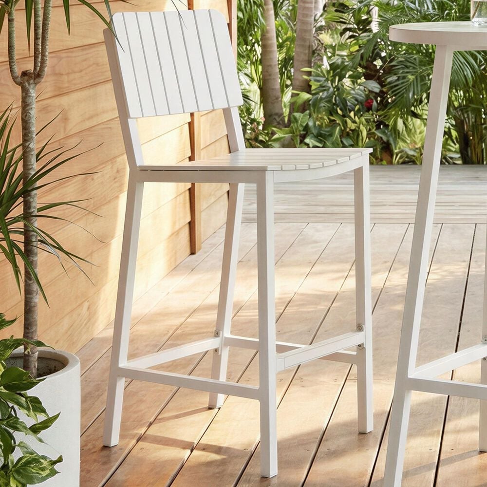 Zuo Modern Kayu Patio Barstool in White, , large