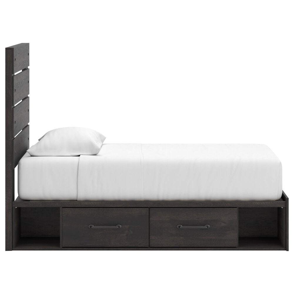 Ashley Hollivern Twin Panel Bed with Storage in Dark Gray, , large