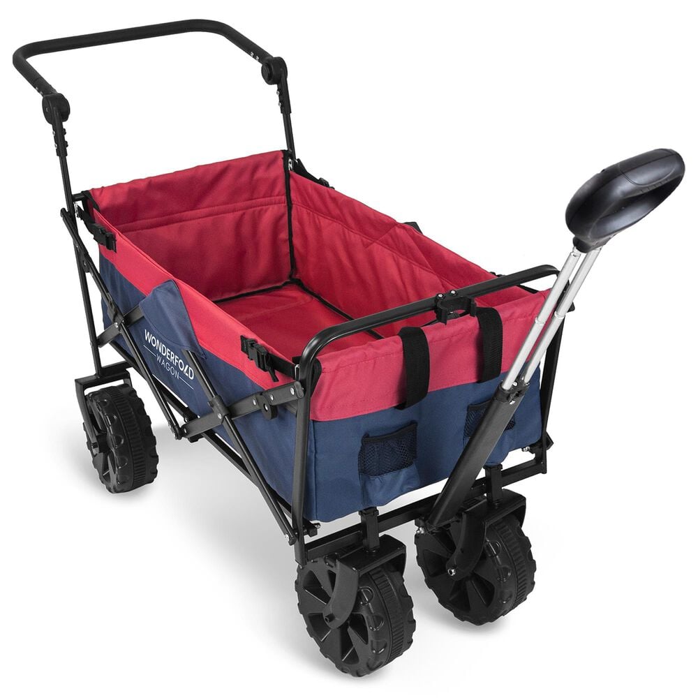 Wonderfold Utility Push and Pull Folding Wagon in Navy and Red, , large