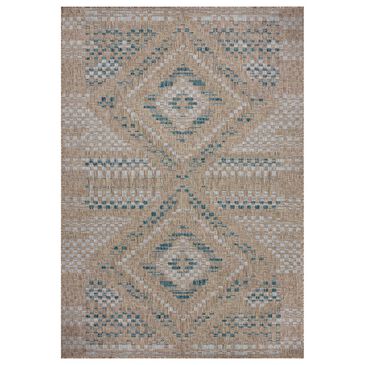 Amber Lewis x Loloi Topanga 5"3" x 7"6" Natural and Aqua Indoor/Outdoor Area Rug, , large