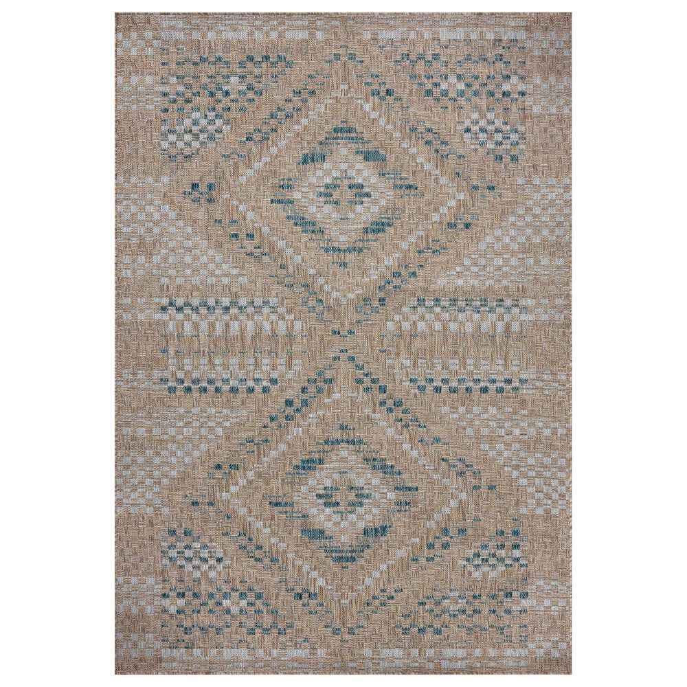 Amber Lewis x Loloi Topanga 5"3" x 7"6" Natural and Aqua Indoor/Outdoor Area Rug, , large