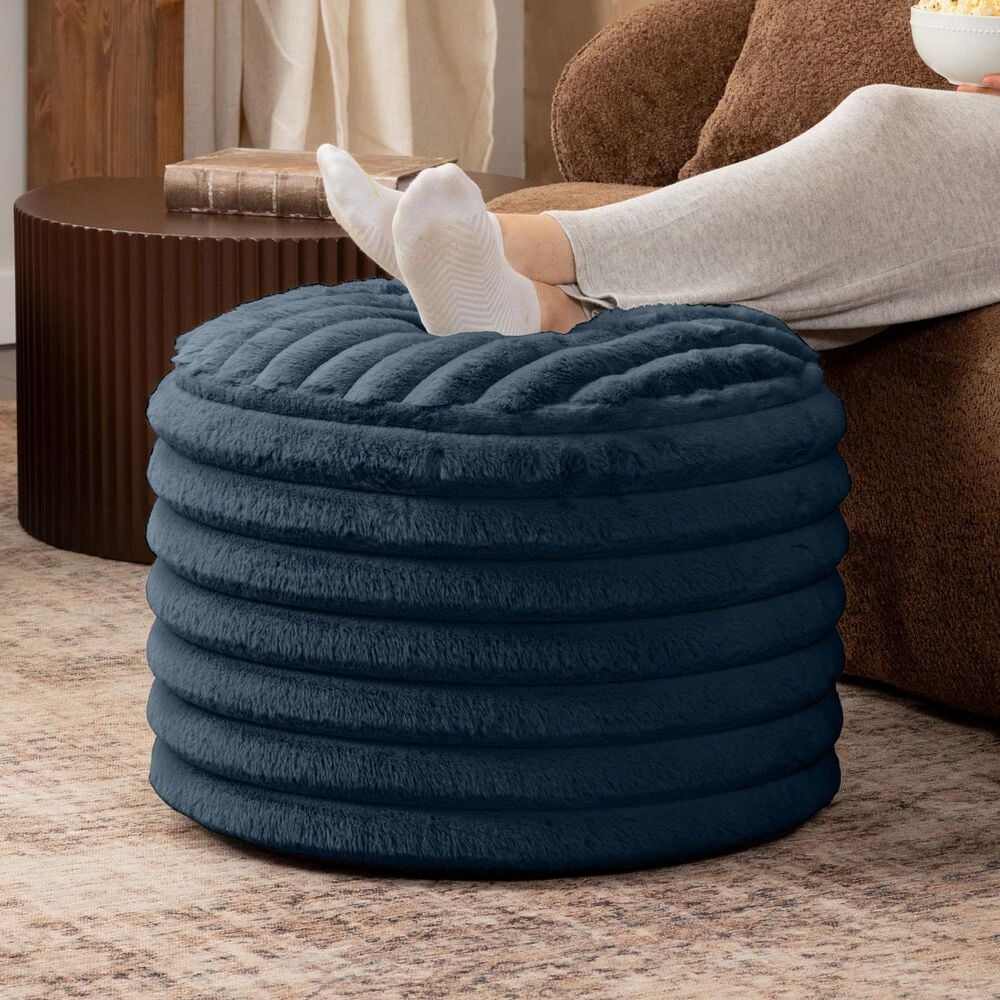 Jaxx Paran Round Ottoman in Mondo Navy, , large