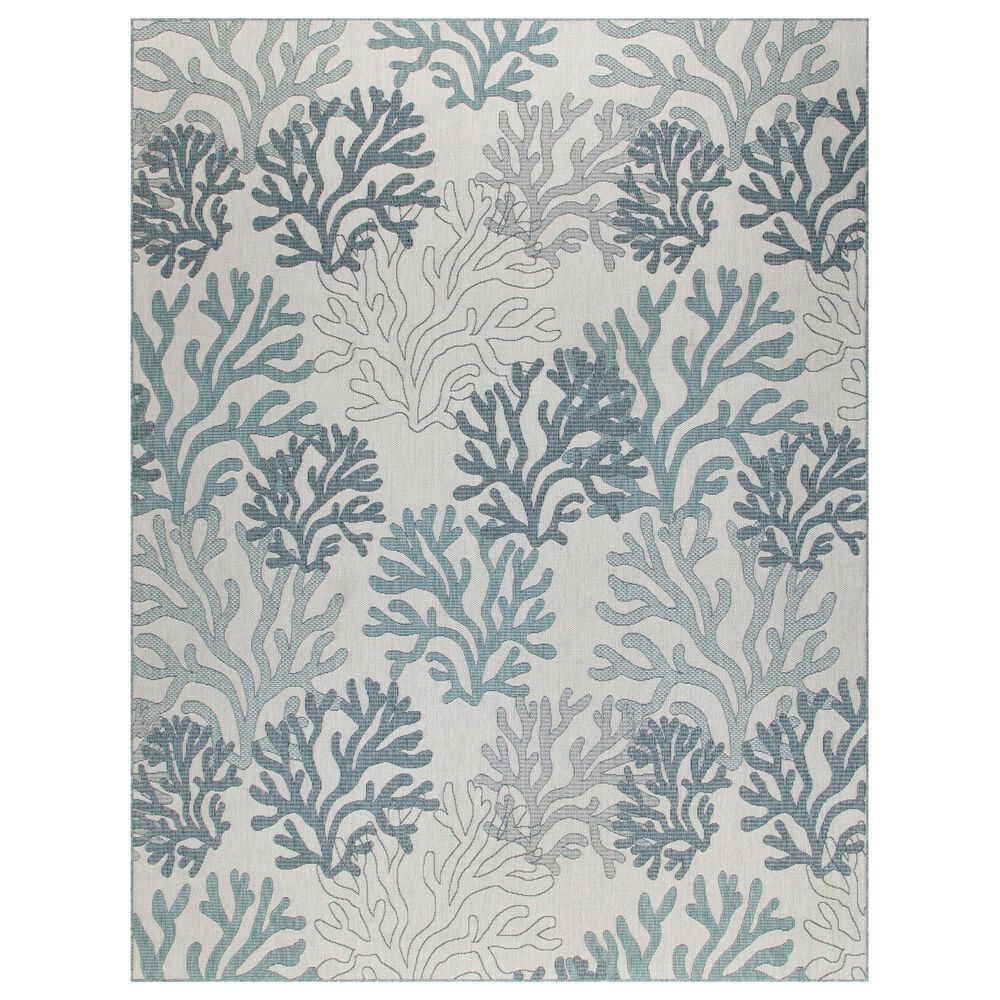 Nourison Garden Oasis Nautical Blue 9&#39; x 12&#39; Indoor/Outdoor Area Rug, , large