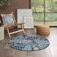 Nourison Garden Oasis GOA02 Navy 4" Round Indoor/Outdoor Area Rug, , large
