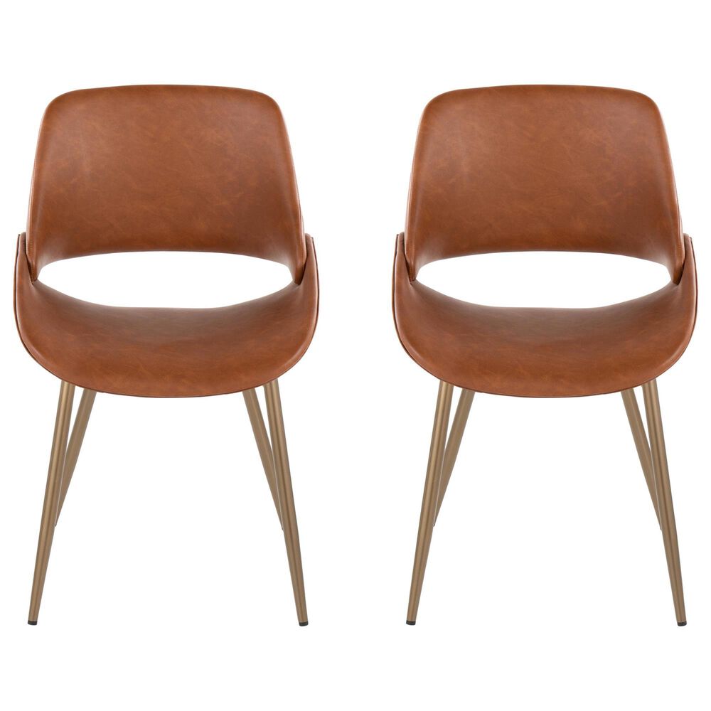 LumiSource Fabrico Side Chair with Camel Faux Leather Cushion in Antique Copper (Set of 2), , large