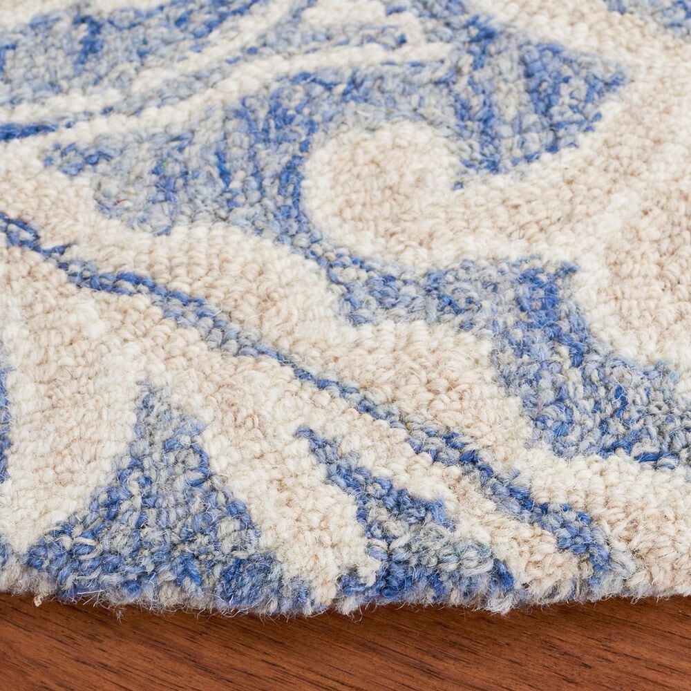 Safavieh Micro-Loop MLP532M 5&#39; Round Blue and Ivory Area Rug, , large