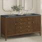 James Martin Vanities Myrrin 60" Double Vanity in Mid Century Walnut with 3 cm Parisien Bleu Quartz Top, , large