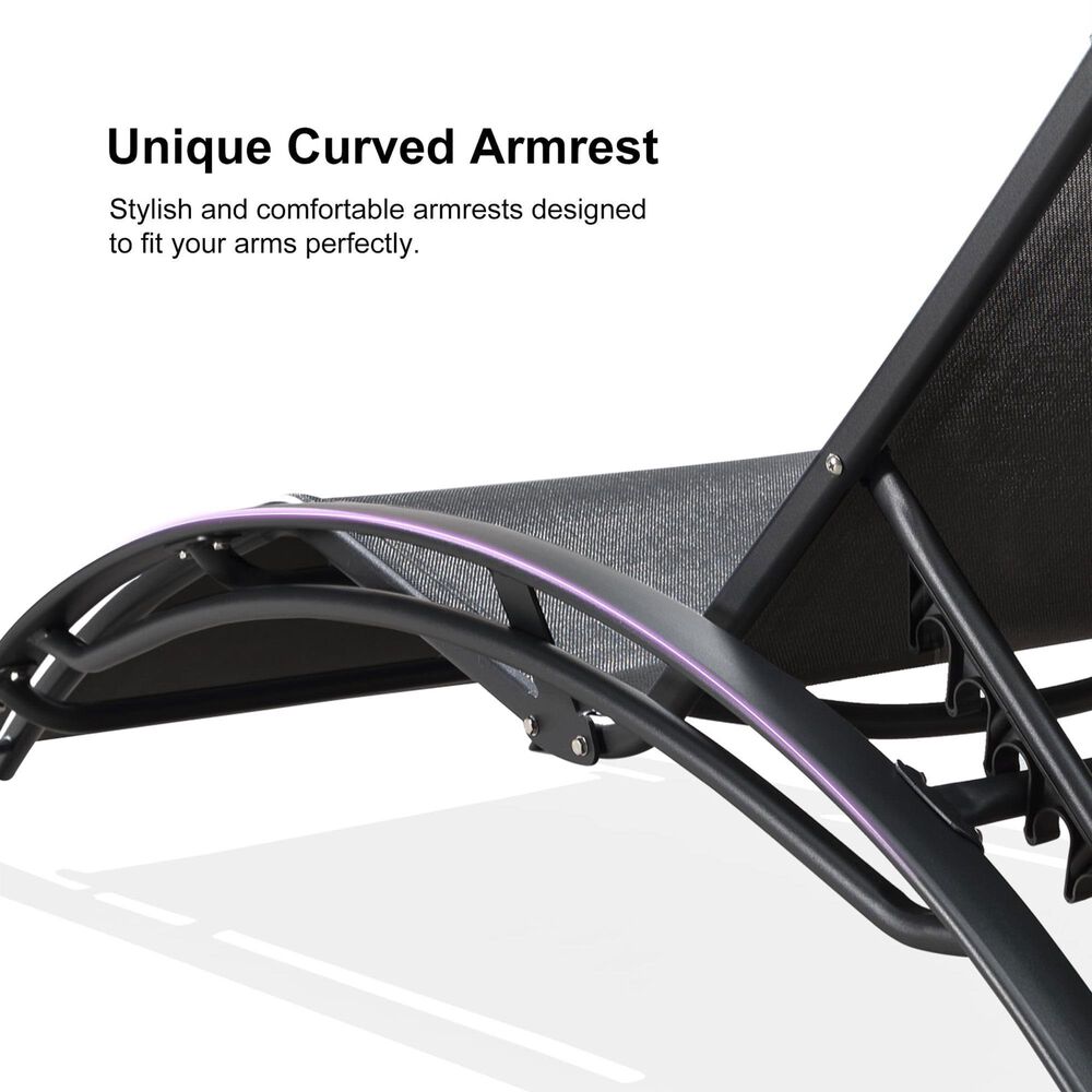 HOMLUX 3-Piece Standard Patio Chaise Lounge Set in Black, , large