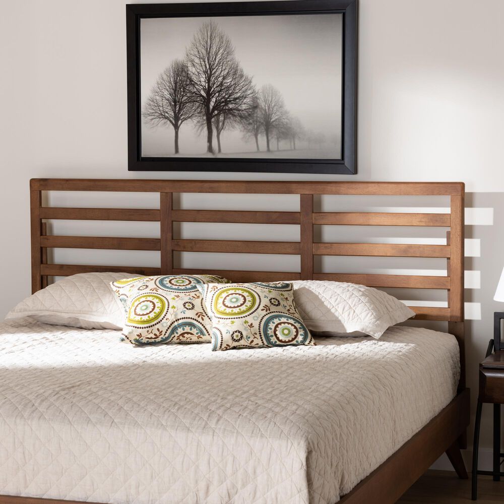Baxton Studio Akemi King Slat Headboard in Ash Walnut, , large