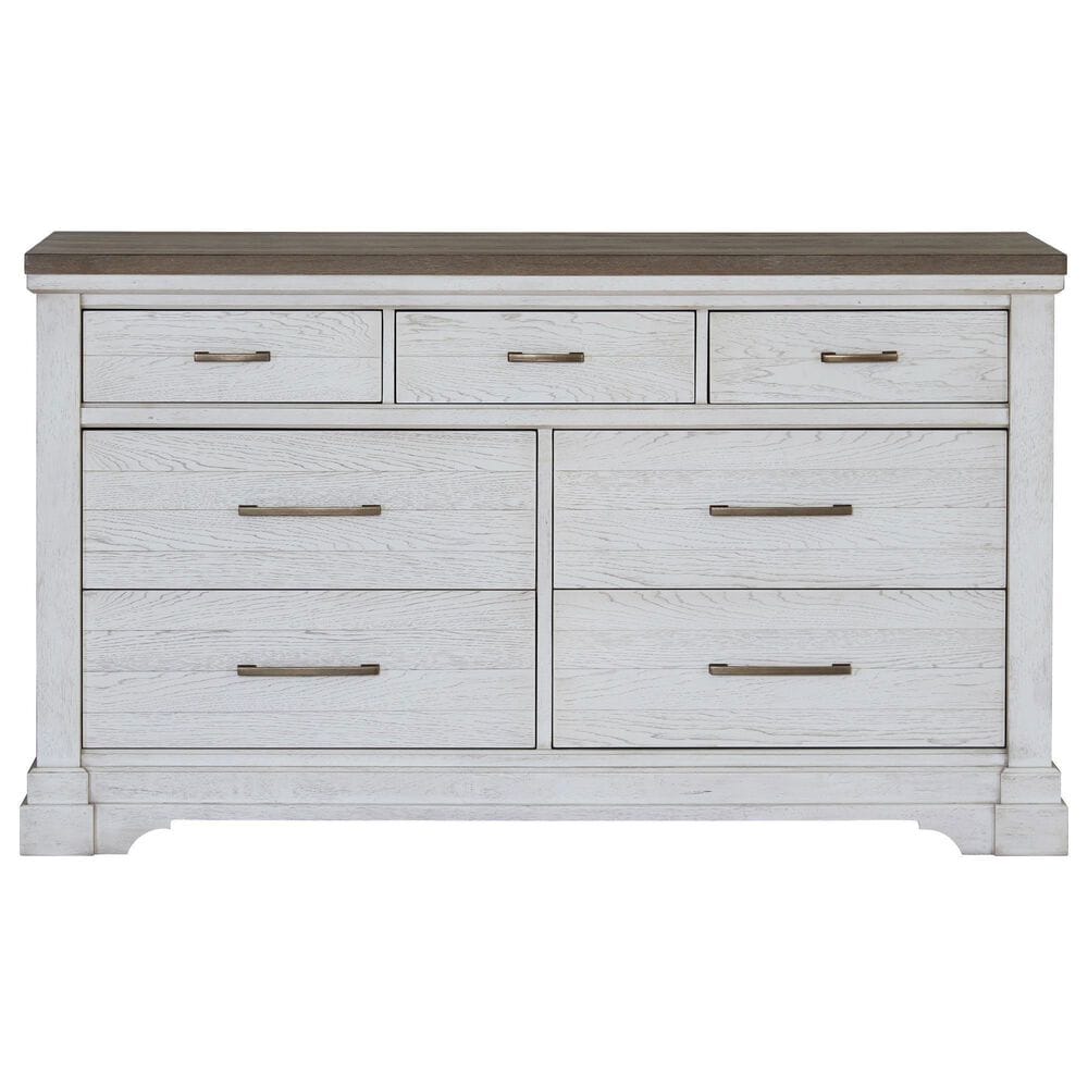 Sasha Lee Traditional 7 Drawer Dresser and Mirror in Two Tone Hickory, , large