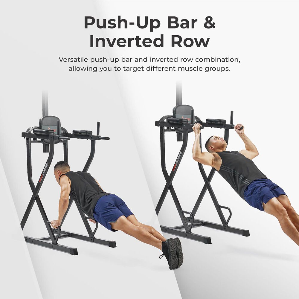 Sunny Health &amp; Fitness Multifunctional - Adjustable Height Power Tower with Rock-Climbing Grip in Grey and Silver, , large