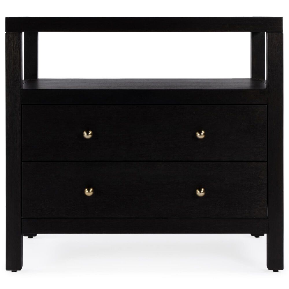 Butler Specialty Company Nora 2-Drawer Wide Nightstand with Open Shelf in Coffee Brown, , large