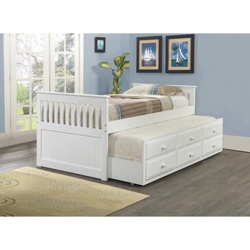 Forest Grove Twin Mission Captains Trundle Bed in White, , large