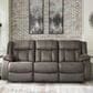 Ashley First Base Manual Reclining Sofa in Gunmetal, , large