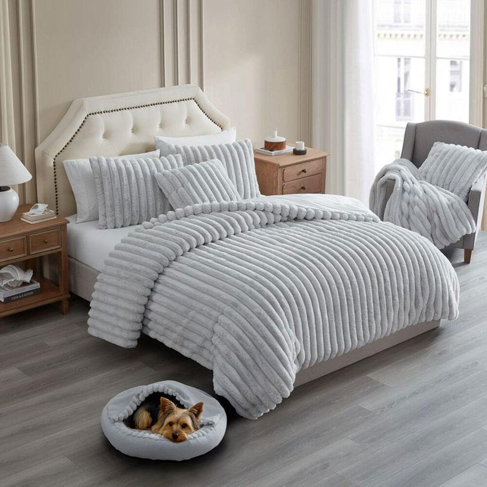 Hallmart Collectibles Hooded Round Cuddler Small Pet Bed in Gray, , large