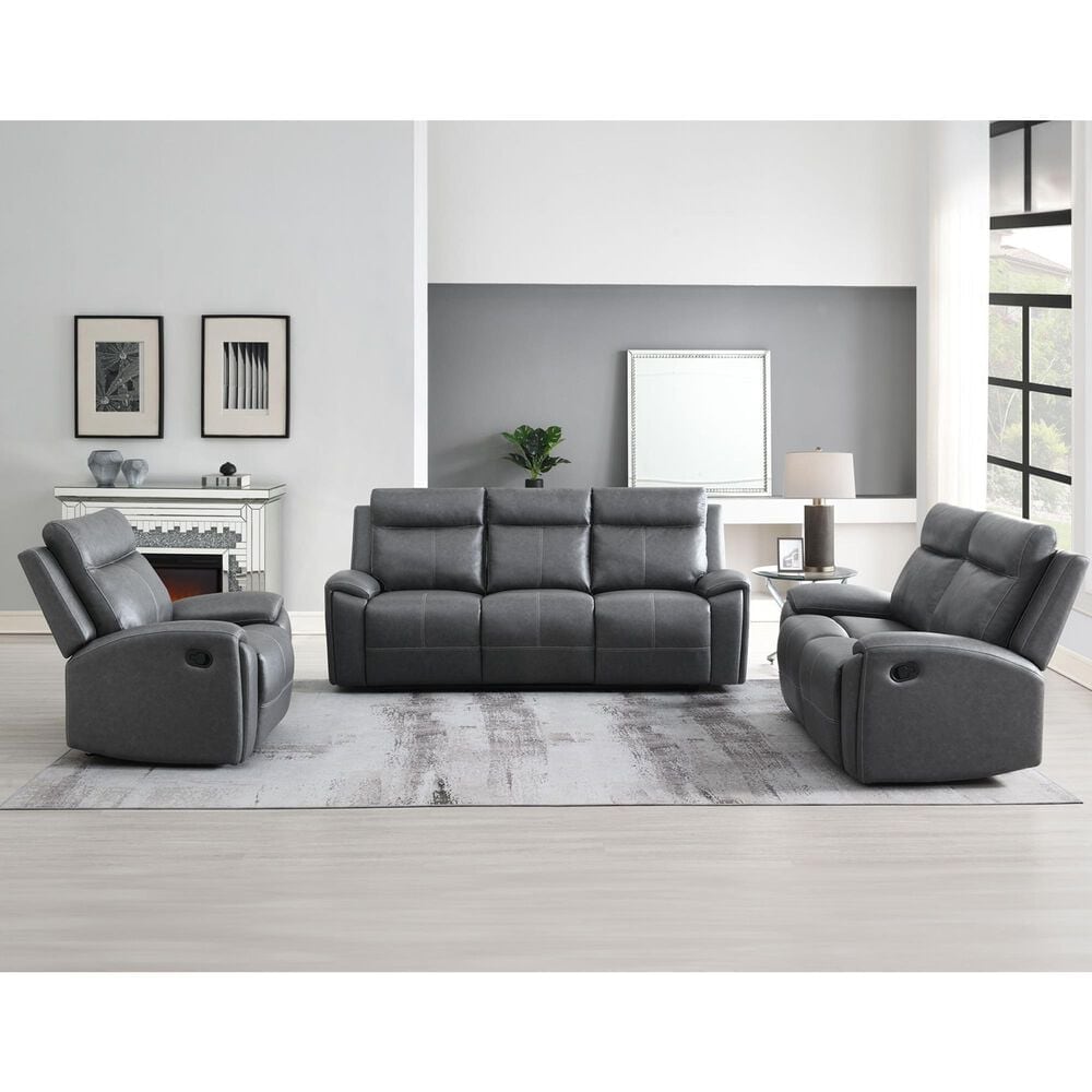 Steve Silver Gaston Manual Reclining Loveseat in Graphite Gray, , large