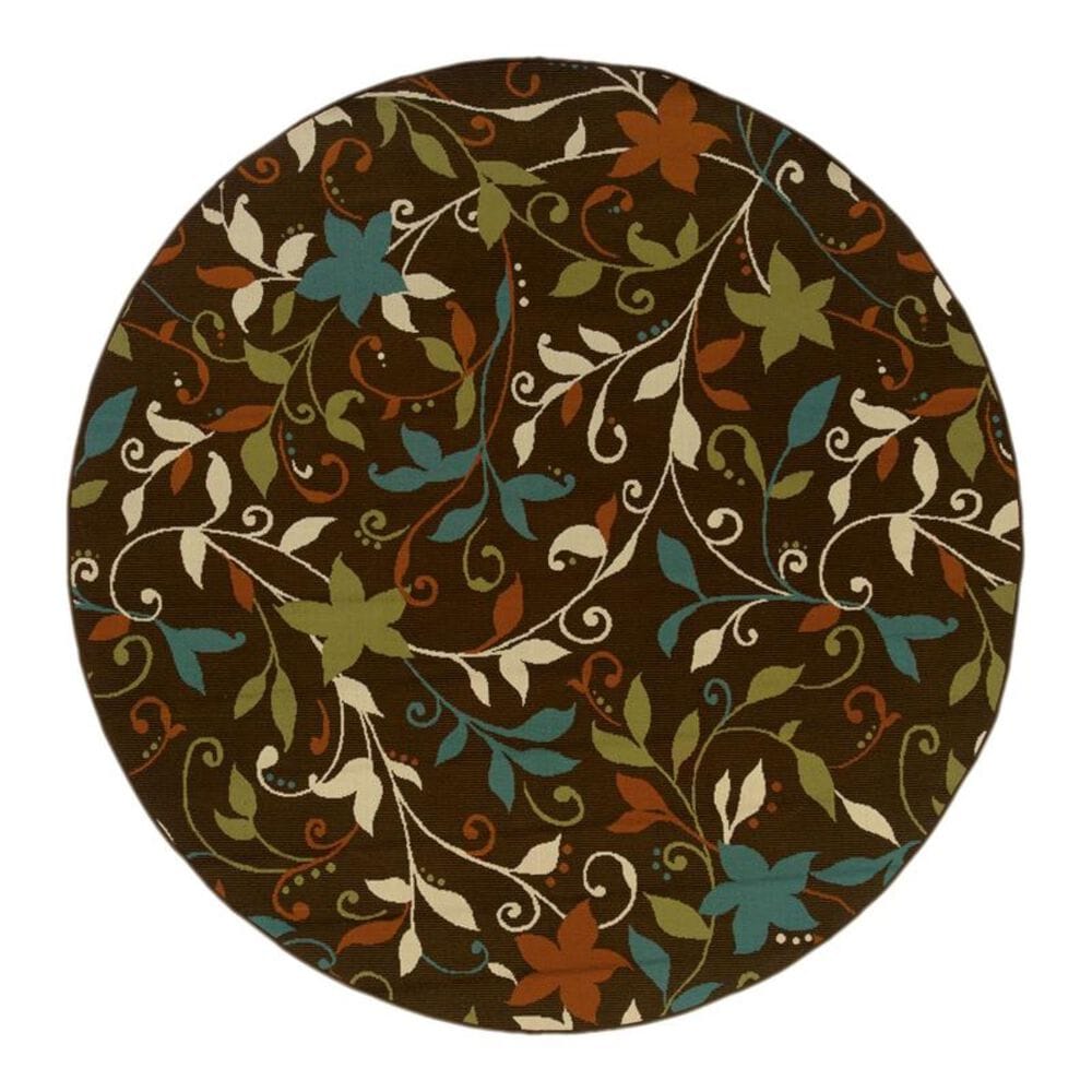 Oriental Weavers Montego 967X6 7"10" Round Brown Area Rug, , large