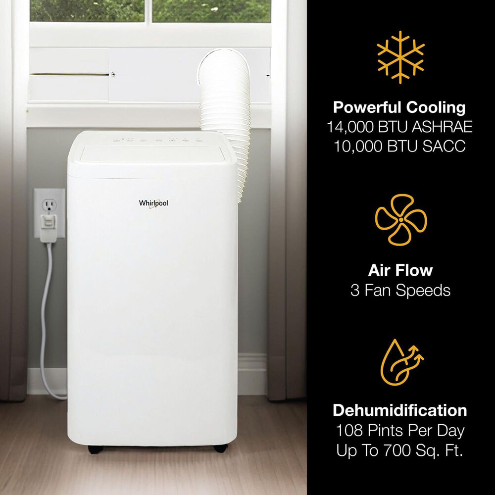 Whirlpool 14000 BTU Portable Air Conditioner in White, , large