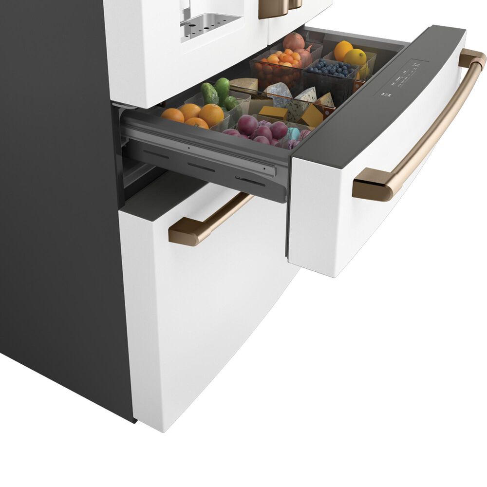 Cafe 27.8 Cu. Ft. Capacity 4-Door Smart French Door Refrigerator in Matte White, , large