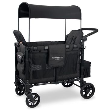 Wonderfold Elite Double Stroller Wagon in Volcanic Black, , large