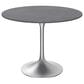 Leisuremod Verve 36" Round Dining Table with Sintered Stone Top in Brushed Chrome and Grey - Table Only, , large