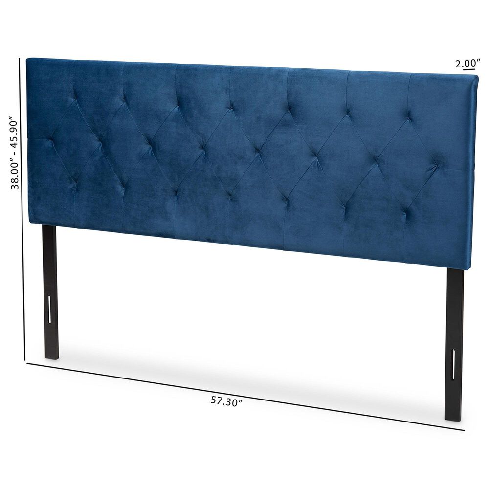 Baxton Studio Felix Full Upholstered Panel Headboard in Navy Blue, , large