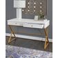Linon Home Decor Campaign 2-Drawer Desk in White and Gold, , large