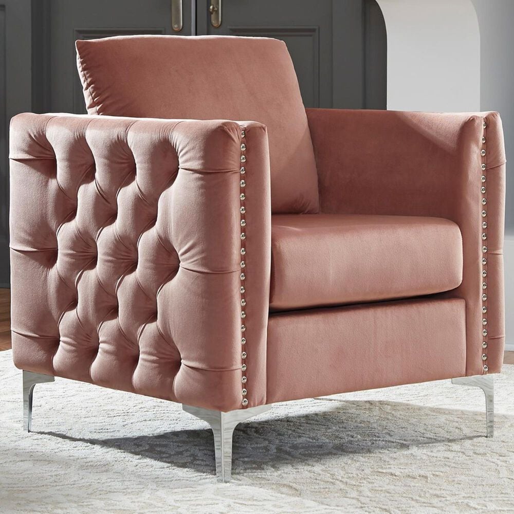 Signature Design by Ashley Lizmont Accent Chair in Blush Pink Velvet, , large