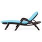 Hearth and Haven Mikael Outdoor Chaise Lounge with Blue Cushion in Dark Brown, , large