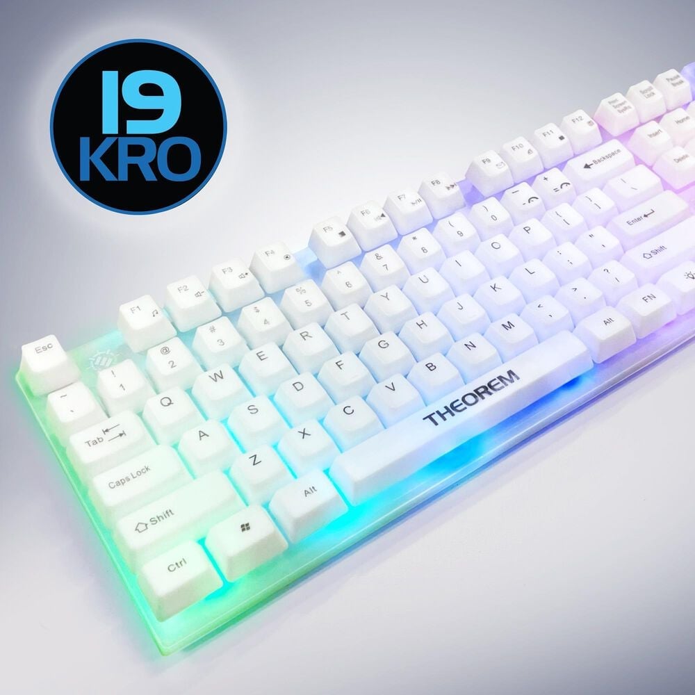 Enhance Theorem 3 Mechanical-Feel Gaming Keyboard in White and Clear, , large