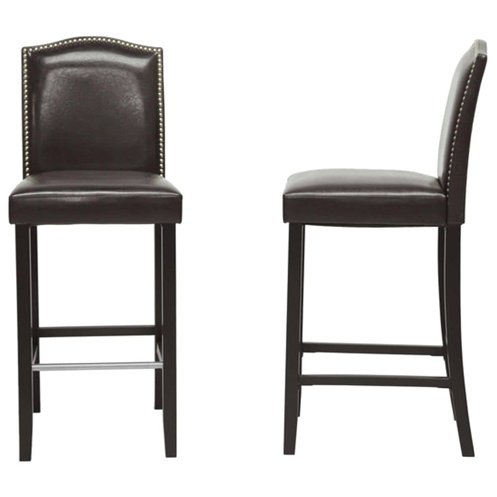 Baxton Studio Libra Bar Stool in Dark Brown (Set of 2), , large