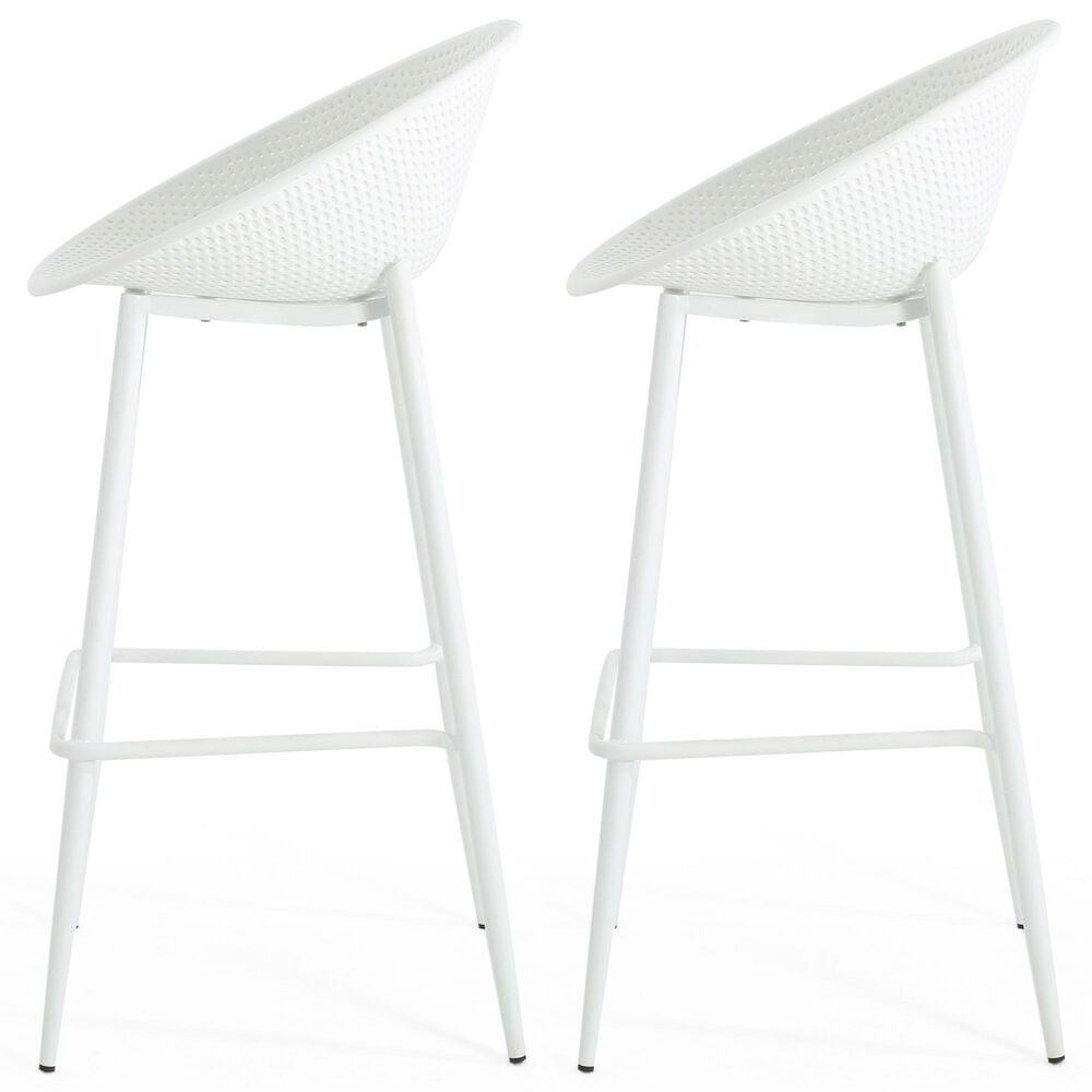 Hearth and Haven Gable Outdoor Barstool with Metal Frame in White (Set of 2), , large