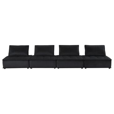 HOMLUX Anna A 4-Piece Stationary Sectional Sofa in Black Velvet, , large